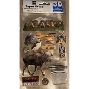 Paper House Productions Alaska 3D Sticker STDM-0116 4.5" x 7" Sheet Crafting